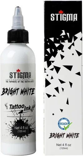 STIGMA Tinta de tatuaje 4oz 4.1 fl oz blanco brillante USA pigmento estándar artes del cuerpo tatuaje pigmento TI952-4OZ-W