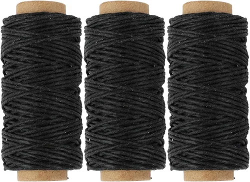 Miniatura 2 de Lineco Hilo de lino auténtico encerado, 20 yardas, paquete de 3 carretes: negro (BBHM209) LIN-BBHM209
