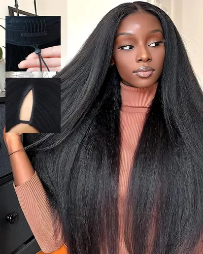 Miniatura 14 de Pelucas Ombre con Reflejos Parte en V Cabello Humano Liso Pelucas de Cabello Humano Brasileño Pelucas Parte en U Mejoradas Densidad 180% Media