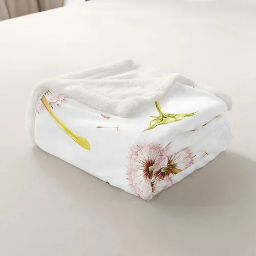 Miniatura 5 de Manfei Manta de diente de león rosa, manta de flores en acuarela para sofá, manta de cama floral botánica para niños y niñas, decoración