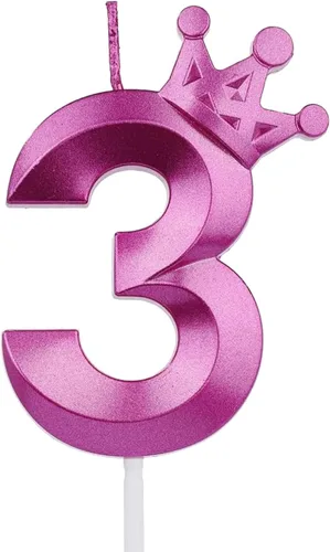 Miniatura 52 de Vela rosa de cumpleaños número 1, decoración temática rosa para fiesta de primer cumpleaños, velas de número 3D diseñadas con corona para decoración