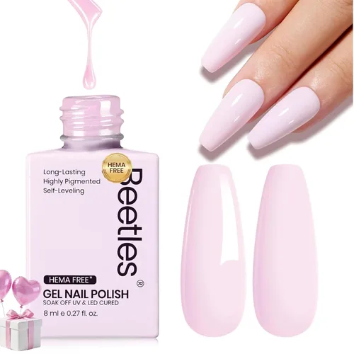 Miniatura 58 de Beetles - Esmalte de uñas de gel ultravioleta semipermanente sin HEMA de alto brillo para manicura francesa y arte de uñas, frasco a juego, blanco