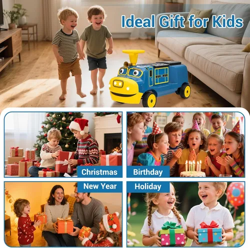 Miniatura 7 de CHUGGINGTON - Tren de 12 V para niños, tren eléctrico de 2 plazas con asiento abatible ajustable, silbato de tren, faro LED, caja de almacenamiento