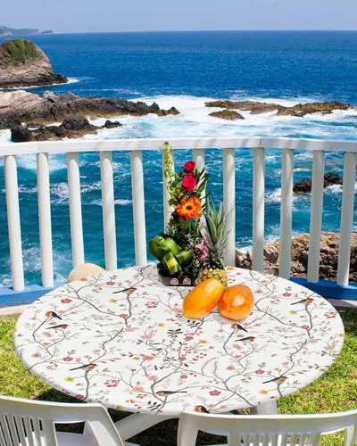 Miniatura 20 de SEVENBABU Mantel redondo de 36 a 44 pulgadas, mantel redondo de vinilo ajustable con borde elástico para fiestas al aire libre, color aguamarina