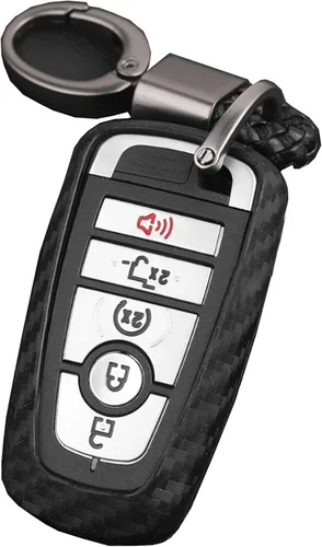 DHESPT Para Ford F150 carcasa de llave de coche de fibra de carbono para llavero de coche compatible con Ford Escape F-150 Fusion Ecosport Edge