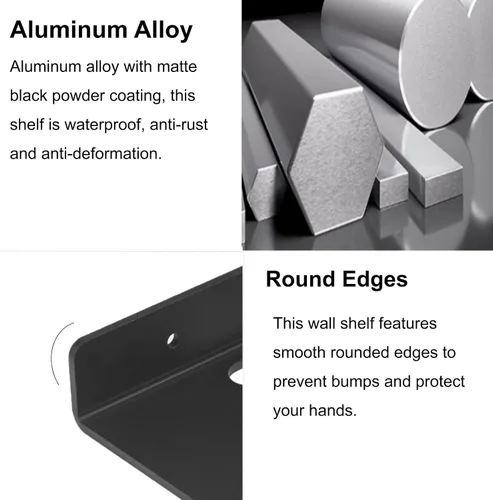 Miniatura 9 de Estante pequeño para pared, 5 pulgadas, estantes flotantes de metal para eco, cámaras, estantes de montaje en pared para altavoces pequeños