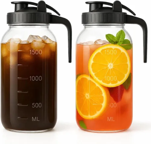 Miniatura 14 de Jarra Mason Jar de 64 onzas – Jarra de vidrio hermética y a prueba de fugas con tapa, perfecta para té helado, té solar, cerveza fría, leche