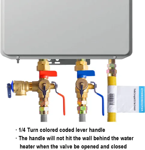 Miniatura 7 de Kit de válvula de servicio para calentador de agua sin tanque HYDRO MASTER con válvula de alivio de presión aislador de 3/4 pulgadas IPS de latón