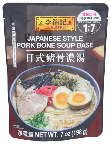 Lee Kum Kee Base de sopa de hueso de cerdo al estilo japonés (7 onzas – paquete de 6), Umami, sopa rica y cremosa de hueso de cerdo, perfecta para