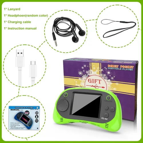 Miniatura 7 de Juegos de mano para niños, videojuego retro de 16 bits con 220 juegos electrónicos HD, juego de viaje portátil IPS de 2.5 pulgadas, regalos