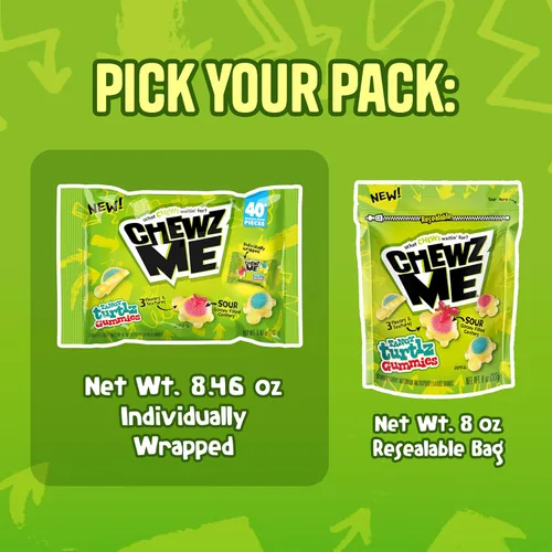 Miniatura 8 de ChewzMe Tangy Turtlz - Gomitas rellenas de gelatina con forma de tortuga envueltas individualmente en varios sabores, 8.46 onzas (paquete de 1)