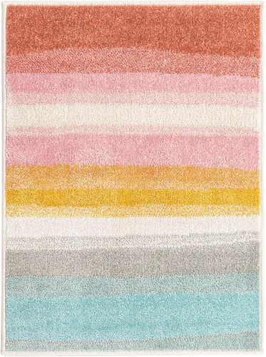 Miniatura 2 de Unique Loom Whimsy Kids Collection - Alfombra de área con diseño de arcoíris abstracto pastel