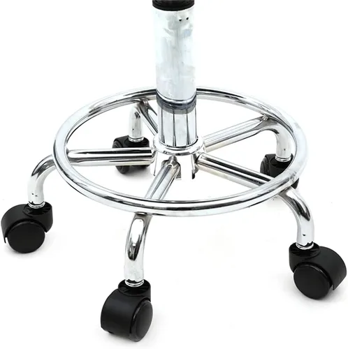 Miniatura 5 de Taburete con ruedas y respaldo blanco de dibujo con ruedas, taburete giratorio ajustable para salón