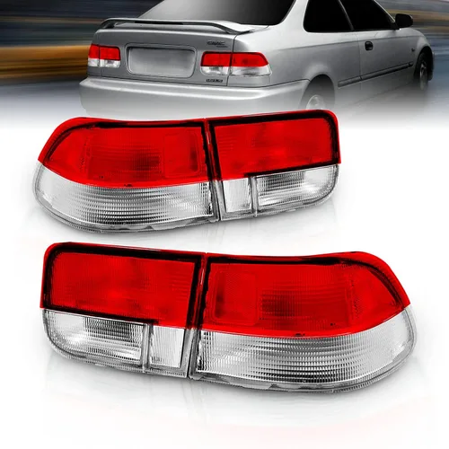 AmeriLite Juego de 4 luces traseras de freno de repuesto para Honda Civic Coupe OE 1996-2000, lado del pasajero y del conductor