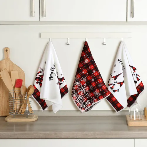 Miniatura 4 de Bencailor 6 toallas de cocina navideñas de 15.75 x 23.62 pulgadas, toallas de mano para platos de Navidad, paños de té de granja para decoración