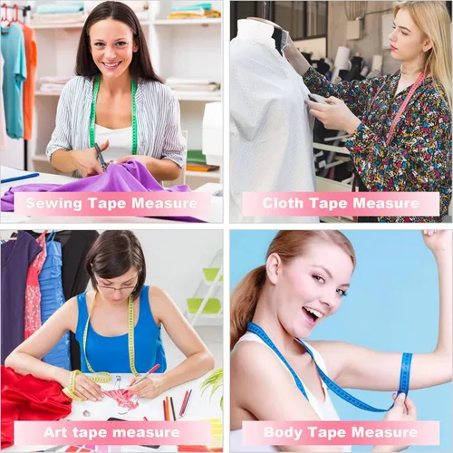 Miniatura 4 de 12 paquetes de cinta métrica suave para medir el cuerpo, tela pequeña, tela de costura, cintura rosa, mini cinta métrica para mediciones corporales