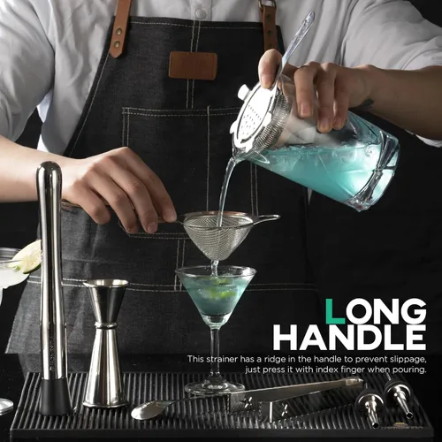 Miniatura 6 de Homestia Hawthorne - Colador de cóctel de acero inoxidable con resorte extraíble de alta densidad para bartending, cocteleras Boston y vasos Colador