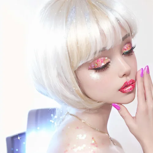 Miniatura 2 de MEICOLY Juego de purpurina rosa y blanca transparente, gel de purpurina facial rosa, accesorios para conciertos de cantantes, festivales, rave