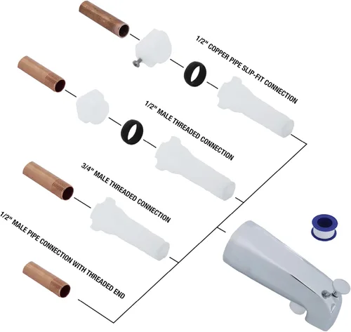 Miniatura 3 de DANCO Desviador en cromo 89266 Caño universal para bañera con accesorio de ducha de mano, paquete de 1