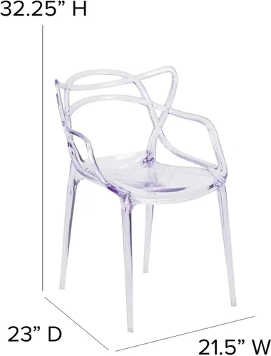 Miniatura 3 de Flash Furniture Josh - Juego de 4 sillas laterales apilables transparentes de la serie Nesting