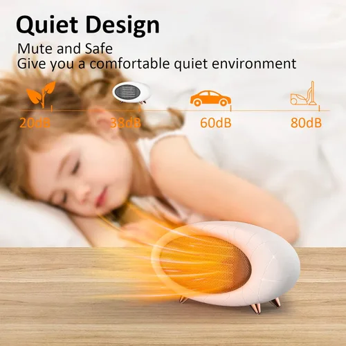 Miniatura 3 de Calentador de escritorio, calentador de escritorio pequeño de 600 W de eficiencia energética para uso en interiores, calentador de espacio de Blanco