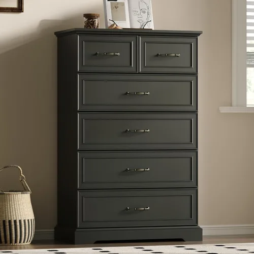 Miniatura 29 de Cómoda rústica de 3 cajones para dormitorio, cómoda moderna de 24 pulgadas de ancho con cajones profundos y asas de barra, mesita de noche de madera