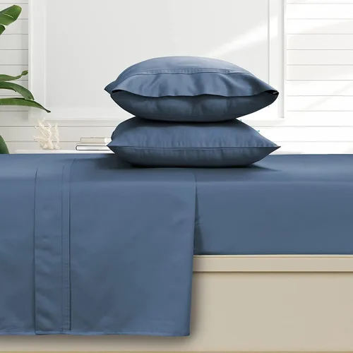 Miniatura 18 de Tribeca Living Juego de sábanas y fundas de almohada de satén de algodón egipcio suave, bolsillo profundo, 500 hilos, ropa de cama de lujo de 4 Beige