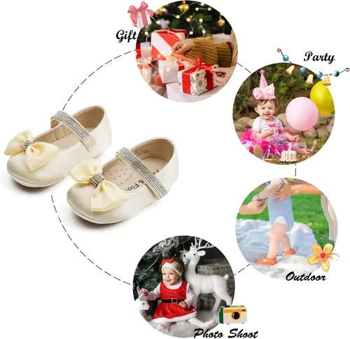 Miniatura 175 de Felix & Flora Zapatos de bebé de suela suave - Zapatos de bebé para caminar, mocasines, suela de goma, zapatos de cuna