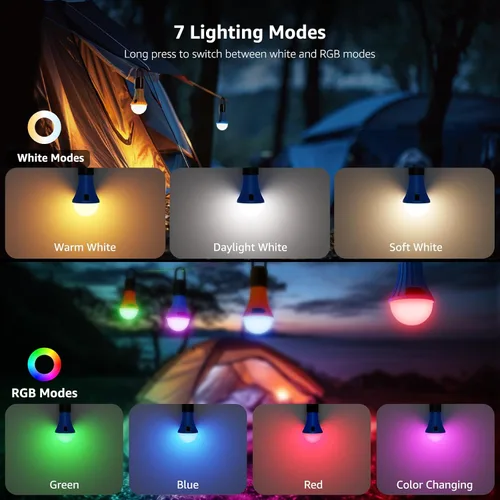 Miniatura 4 de LE Bundle - 2 artículos: linterna de camping LED de 1000LM recargable, banco de energía de 4400 mAh y linterna de camping recargable LED, 7 modos