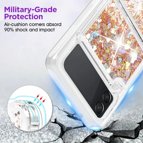 Miniatura 4 de Funda con purpurina para Samsung Z Flip 3, a prueba de golpes, funda de TPU transparente con purpurina líquida para Samsung Z Flip 3 para mujer