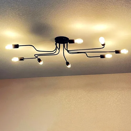 Miniatura 7 de jose2015 Lámpara moderna Sputnik, lámpara de techo negra para comedor con enchufe E26, lampara para Comedor Moderna para cocina, sala de estar