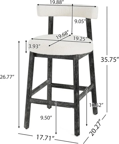 Miniatura 2 de Christopher Knight Home Annes Taburetes de Bar de Altura de Mostrador Juego de 2, Taburete de Bar Redondo de Tela Boucle para Isla de Cocina, Silla
