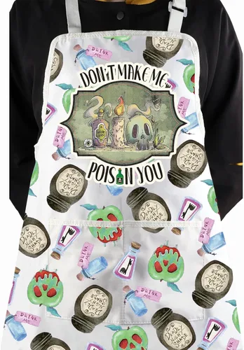 Miniatura 5 de WCGXKO Delantal de cocina Villain Poison Don't Make Me Poison You Evil Queen Witchy Regalo para los fanáticos de los villanos, Delantal venenoso