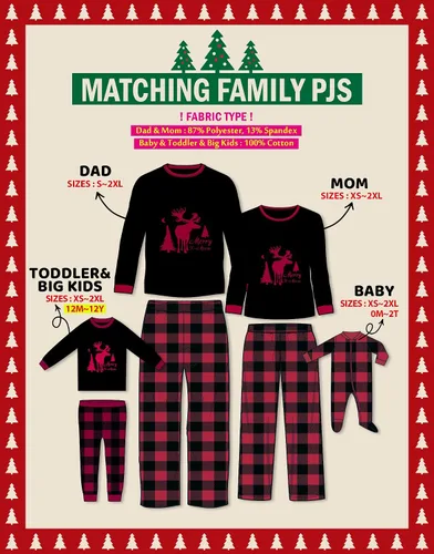 Miniatura 52 de VAENAIT BABY Infant Toddler Kids Adult Couple Family Matching Women Men Christmas Pjs Xmas Holiday Buffalo Plaid Pajama Set