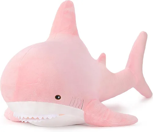 Miniatura 18 de MorisMos Peluche de tiburón gigante de 39 pulgadas, juguete de tiburón de peluche grande, almohada de tiburón suave para niños y niñas, cumpleaños