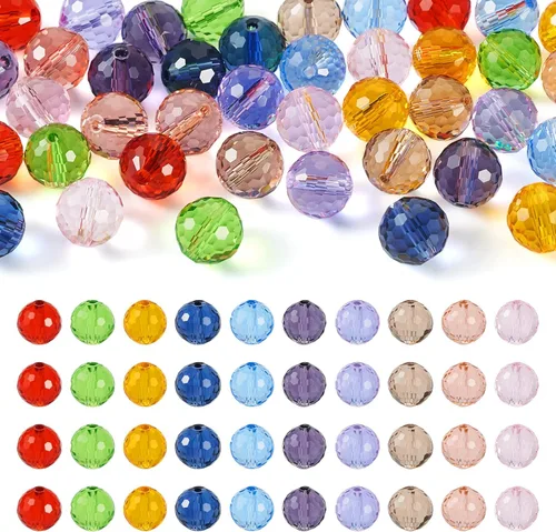 Miniatura 11 de Craftdady 100 cuentas de vidrio Rondelle facetadas de 0.315 a 0.315 pulgadas, cuentas de cristal transparente sueltas redondas espaciadoras