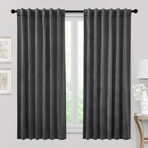 Miniatura 46 de RYB HOME - Cortinas de terciopelo beige, cortinas decorativas resistentes con pestaña trasera, cubierta de privacidad para oscurecer habitación