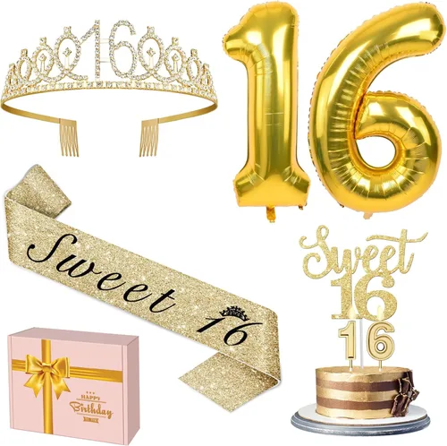 Miniatura 43 de Decoraciones doradas de 70 cumpleaños para mujer con banda y tiara de cumpleaños 70, adorno para pastel y velas, globos de números, regalos de 70