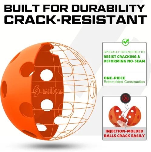 Miniatura 2 de Bolas de Pickleball Srikel para Exteriores - Bolas de Pickleball Aprobadas por USAPA, Diseño Roto-Moldeado Sin Costuras para Durabilidad, 4 Paquetes
