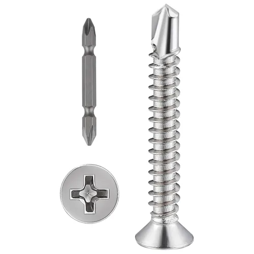 Miniatura 11 de Wensilon (300 piezas) #8×1” para chapa metálica Tornillos autorroscantes 410 de acero inoxidable negro de cabeza plana de alta resistencia Tornillos
