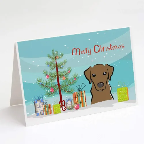 Miniatura 53 de Caroline's Treasures BB1616GCA7P - Tarjetas de felicitación y sobres de árbol de Navidad y sabueso afgano, paquete de 8 tarjetas en blanco