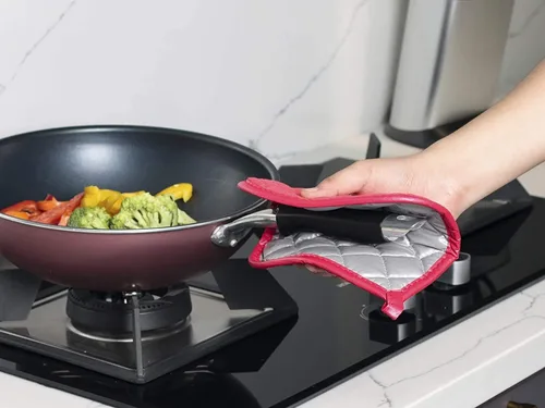 Miniatura 5 de Soporte para ollas de algodón, lavable a máquina, resistente al calor, soporte para ollas, almohadillas calientes, salvamanteles para cocinar y Rojo