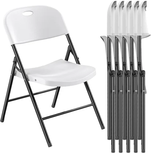 Miniatura 10 de Nazhura Silla plegable de plástico resistente con límite de peso 350 con marco de acero reforzado para interiores y exteriores, boda, fiesta