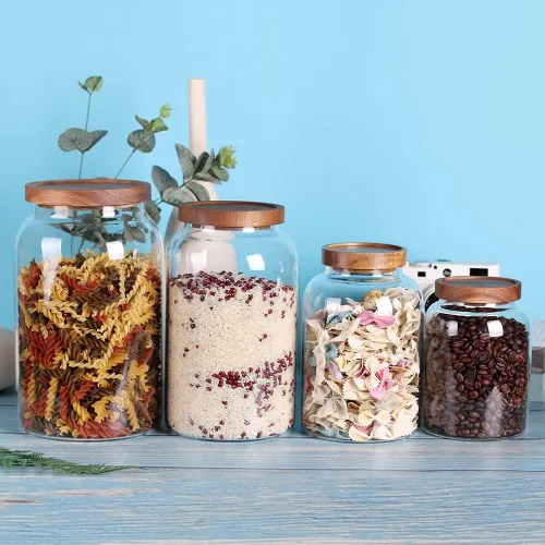 Miniatura 7 de LEAVES AND TREES Y Tarro de vidrio de 1 galón con tapa hermética y parte inferior antideslizante para almacenamiento de alimentos secos