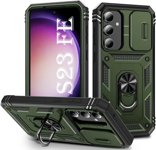 Miniatura 42 de PASNEW Funda para Samsung Galaxy S22 Ultra 5G, cubierta de cámara deslizante y soporte de dedo de metal giratorio de 360°, militar, resistente, a