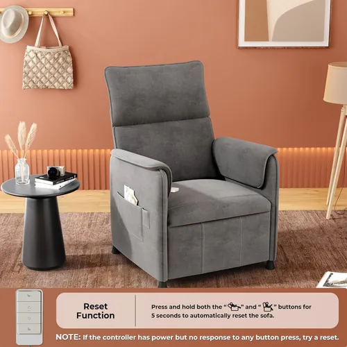 Miniatura 9 de Sillón reclinable, reclinable eléctrico de felpilla ajustable con control remoto y respaldo acolchado, asiento de sofá reclinable de cine en casa