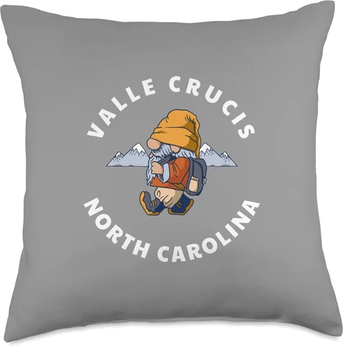 Valle Crucis NC Mountains Vacation Souvenirs Valle Crucis North Carolina Hiking Gnomo NC - Almohada de vacaciones, 18 x 18 pulgadas, multicolor