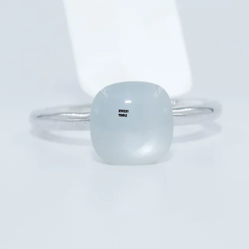 Miniatura 2 de Joyas Temple - Anillos de pompón italiano .925 plata piedra lunar 0.315 x 0.315in