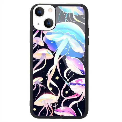 Miniatura 17 de Funda compatible con iPhone 13 para niños y mujeres, diseño divertido de cara, parte trasera dura con negro, divertido y lindo patrón de arte