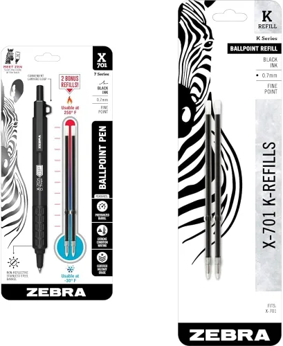 Miniatura 8 de Zebra Pen X-701 Tactical & G-750 - Juego de regalo de bolígrafo retráctil y bolígrafo de gel, barril de metal premium, punta media/fina, paquete